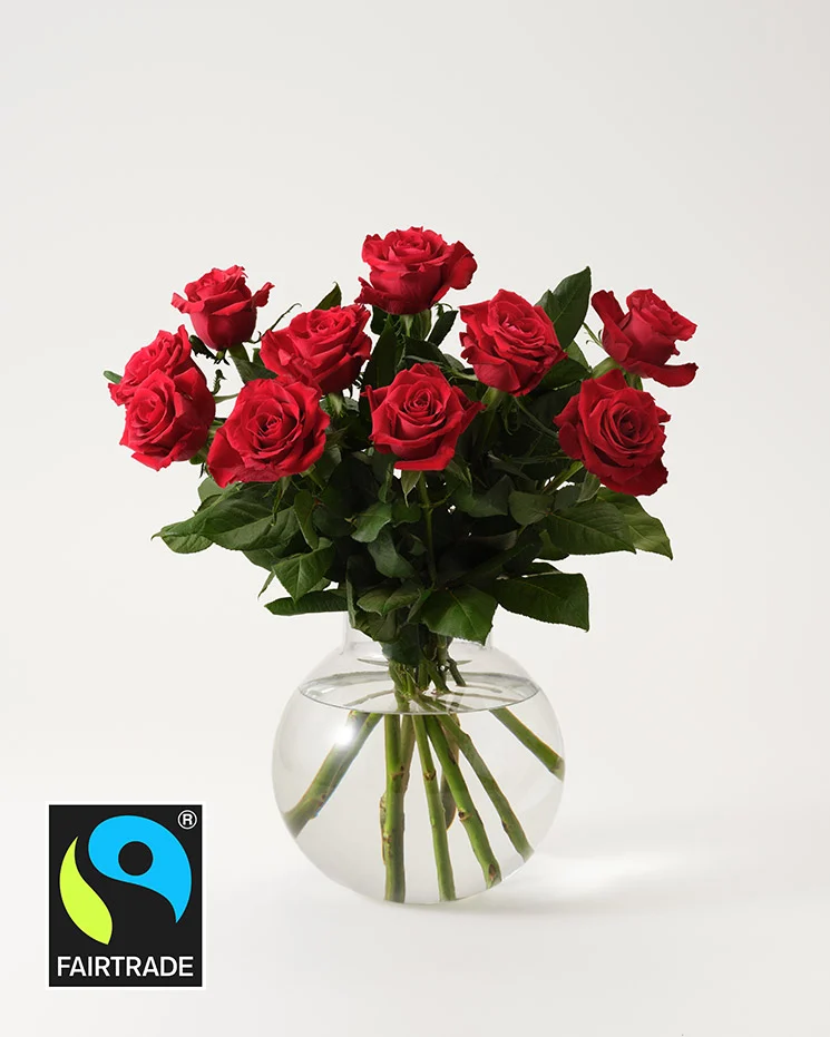 interflora skicka blommor röda rosor fairtrade rosor