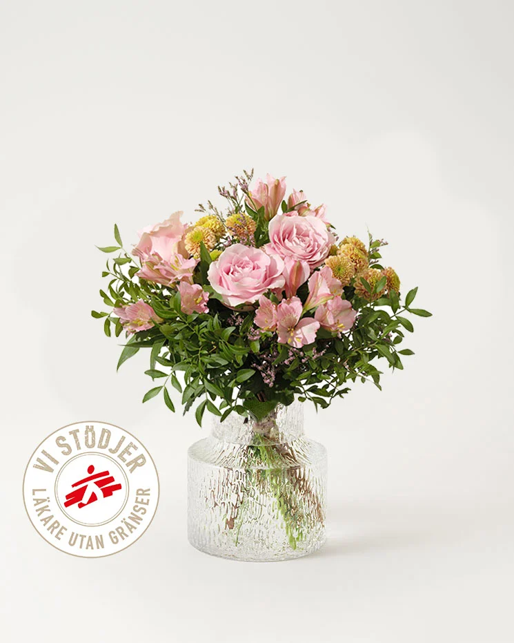interflora skicka blommor Falköping blombukett med blommorna alstroemeria och rosor för alla tillfällen